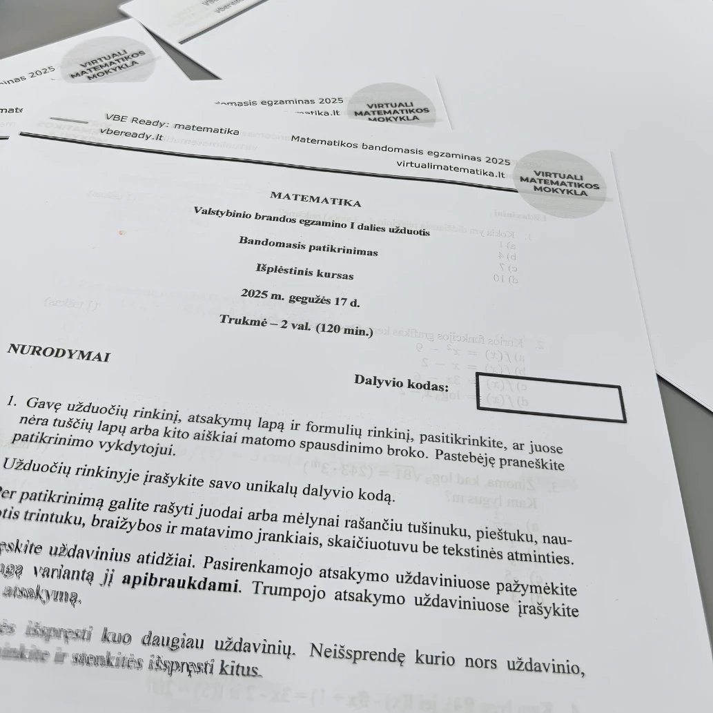 Bandomojo matematikos egzamino užduočių lapas
